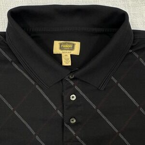 The Foundry Supply Mens 4XL Black Diagonal Grid Quick-Dri Polo Shirt Pima Blend